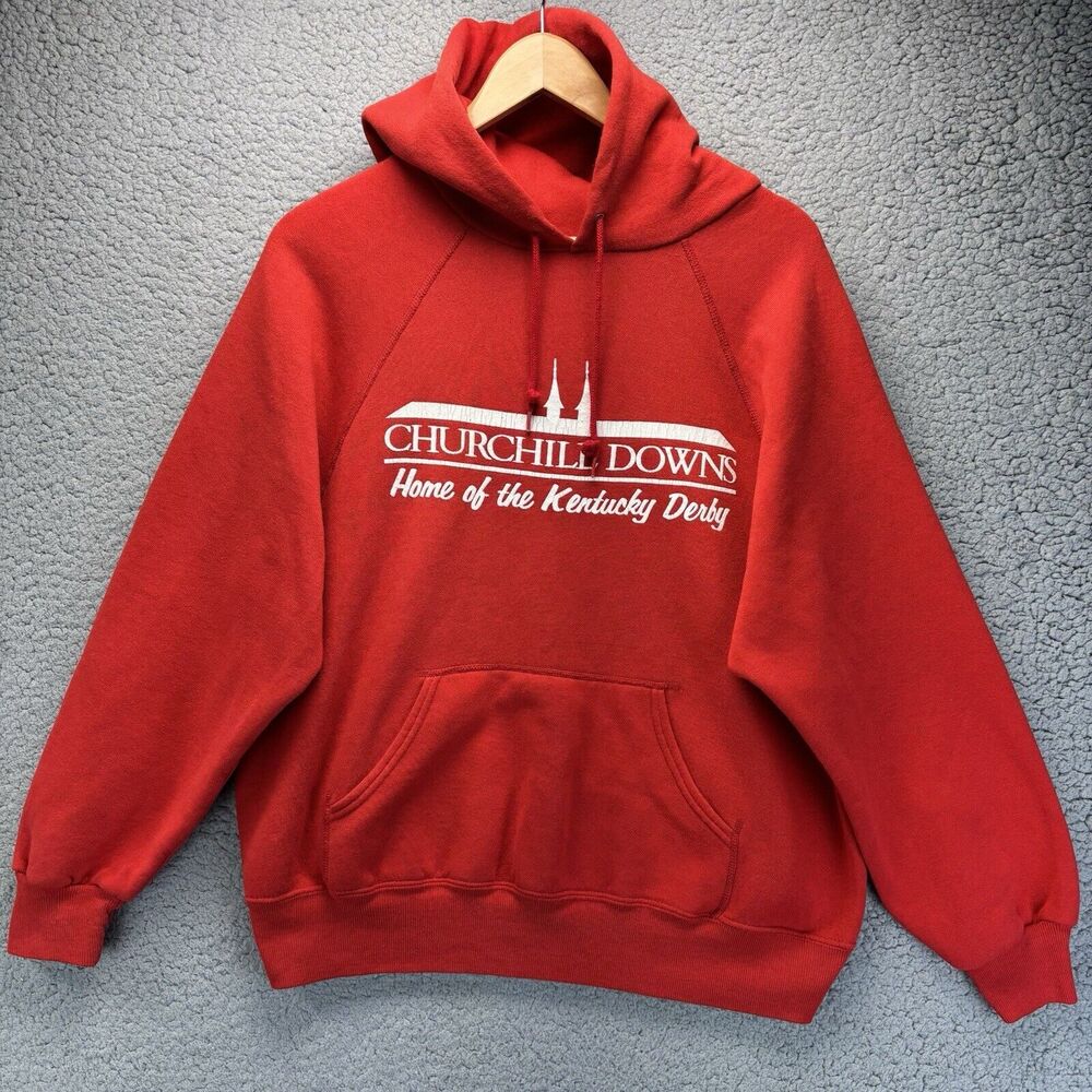 VTG Kentucky Derby Churchill Downs Sofee Hoodie Red Men’s XL Made‎ In USA Horse
